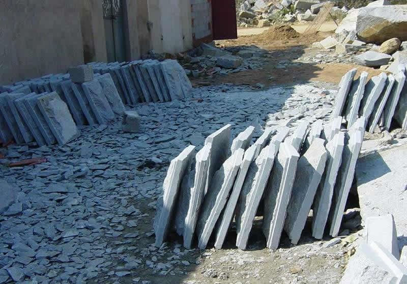 grey facade tiles, natural cleft